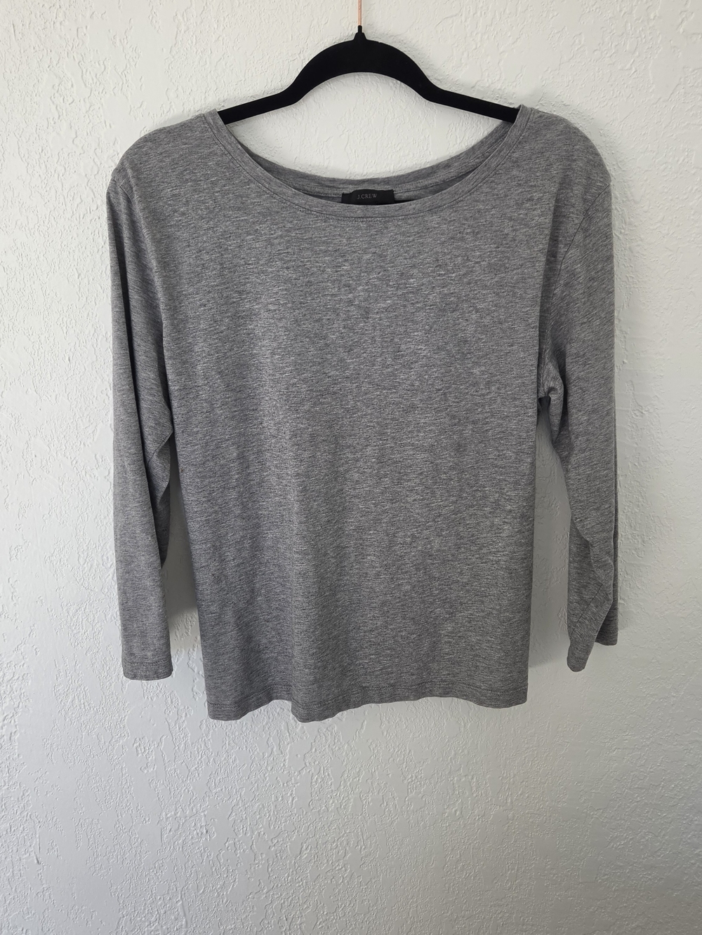 J. Crew Gray Heather Long-Sleeve Boatneck Top